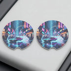 Retro Neon Drift Car Coasters Set - Road Muse