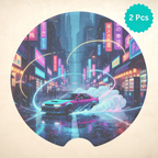 Retro Neon Drift Car Coasters Set - Road Muse