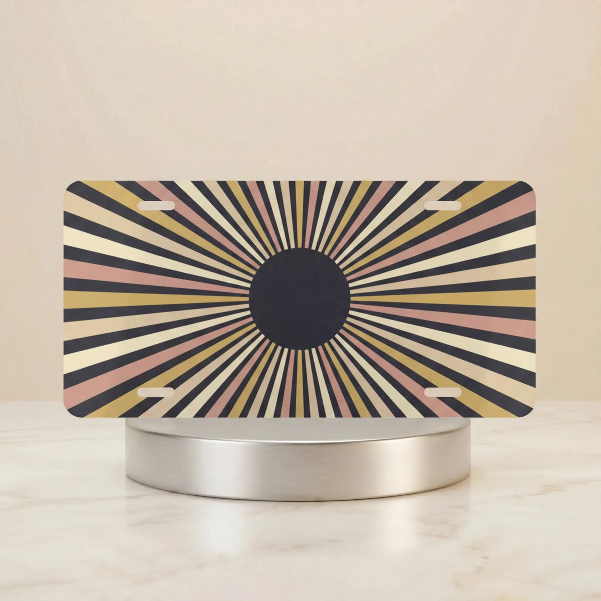 Retro Striped Sunburst Vanity Plate - Road Muse