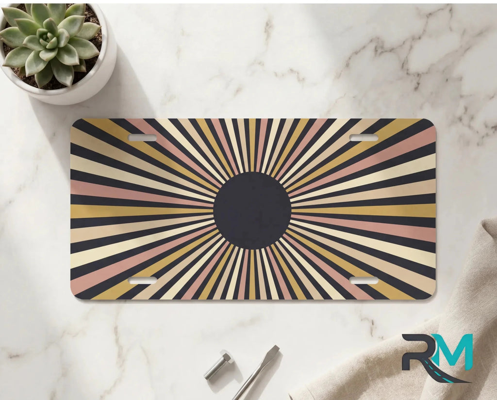 Retro Striped Sunburst Vanity Plate - Road Muse