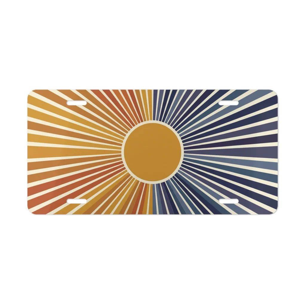 Retro Sunburst Indigo Sunrise Vanity Plate - Road Muse