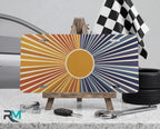 Retro Sunburst Indigo Sunrise Vanity Plate - Road Muse