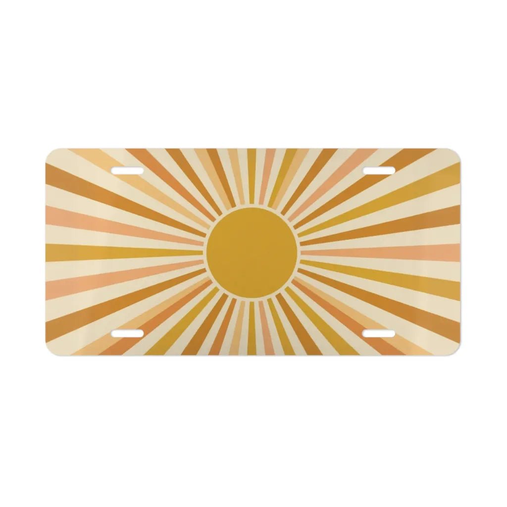 Retro Sunburst Yellow Orange Vanity Plate - Road Muse