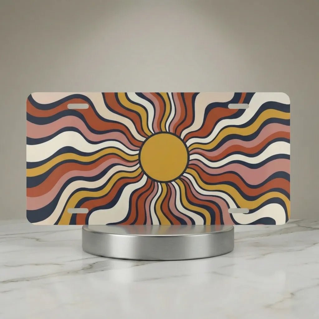 Retro Wavy Sun Vanity Plate - Road Muse