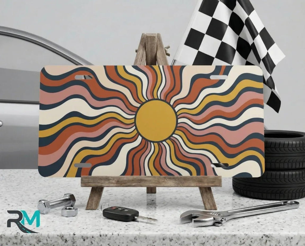 Retro Wavy Sun Vanity Plate - Road Muse