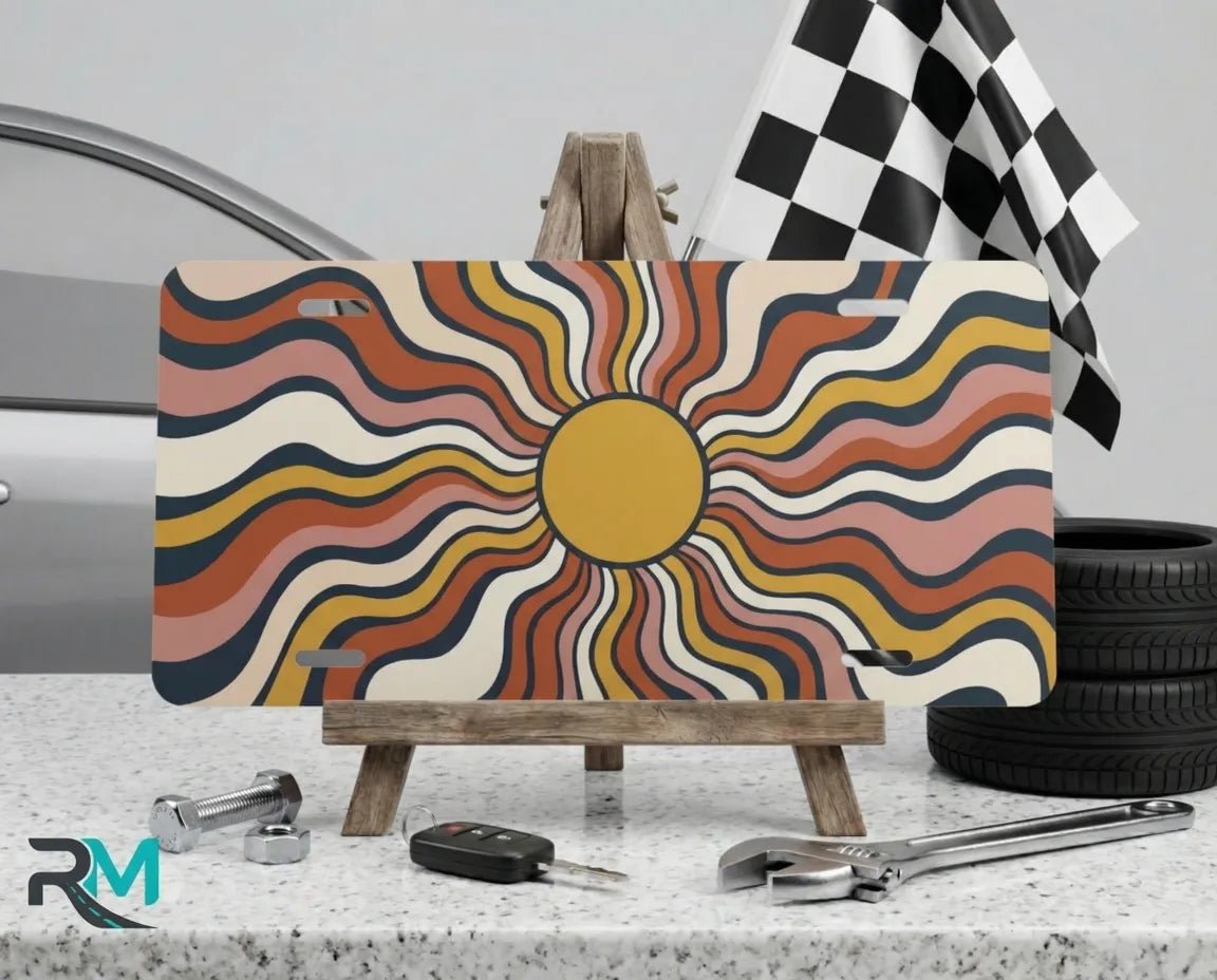 Retro Wavy Sun Vanity Plate - Road Muse