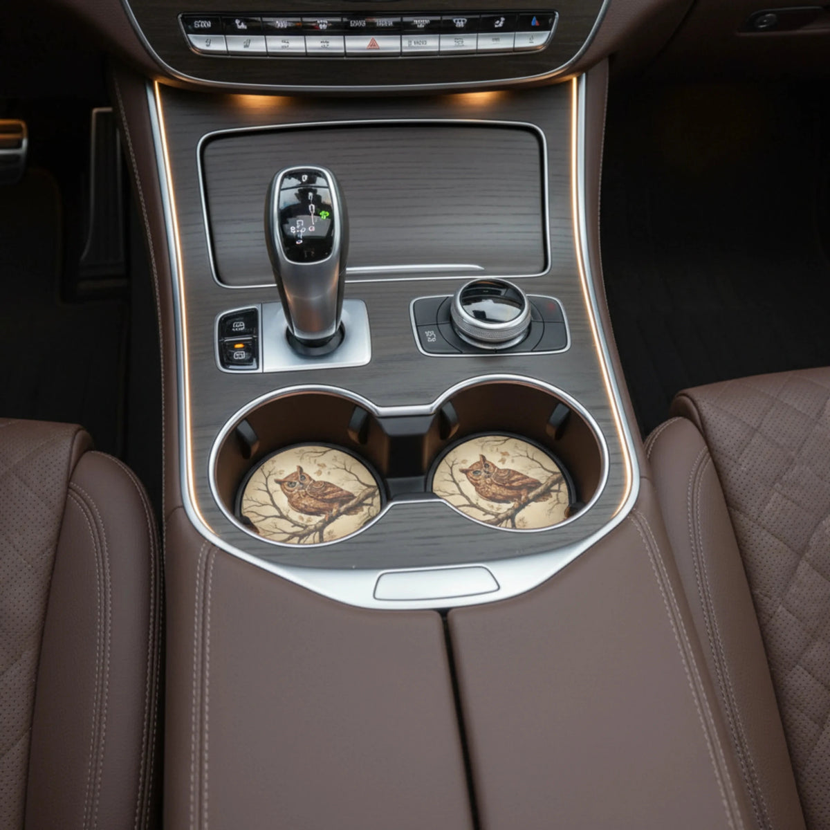 Rustic Owl Car Coasters Set - Road Muse