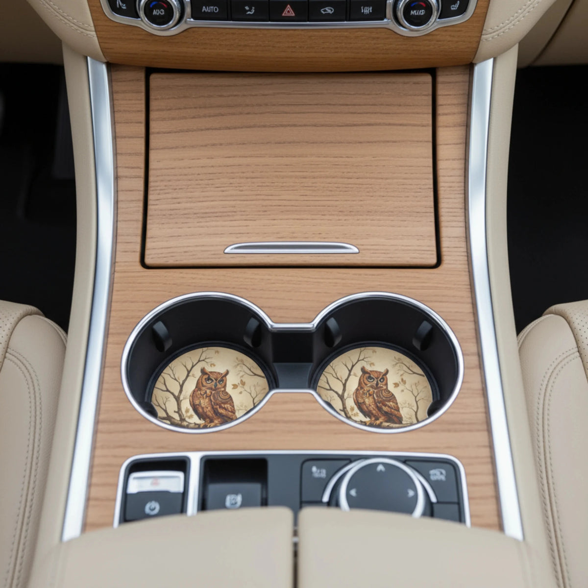 Rustic Owl Car Coasters Set - Road Muse