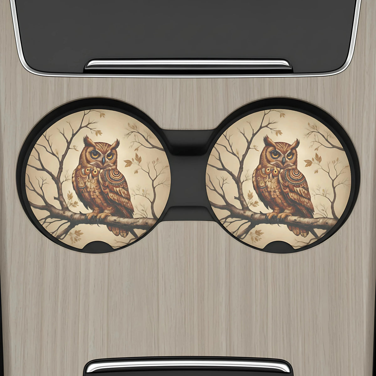 Rustic Owl Car Coasters Set - Road Muse