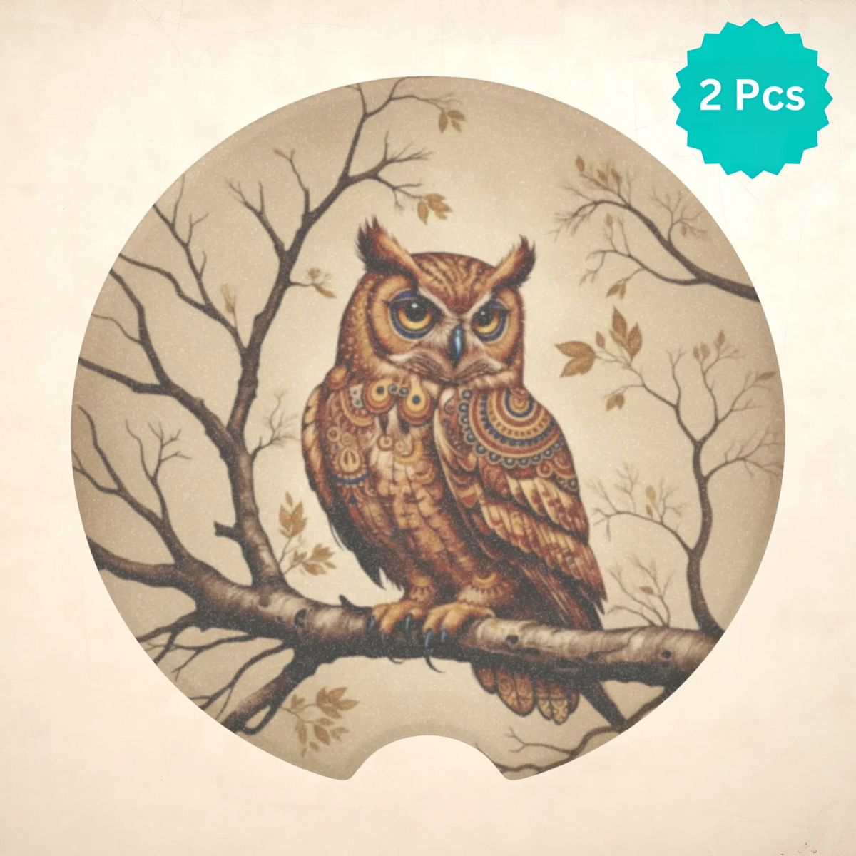 Rustic Owl Car Coasters Set - Road Muse