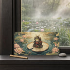 Samurai Frog on Lotus Pond Vanity Plate - Road Muse