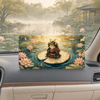 Samurai Frog on Lotus Pond Vanity Plate - Road Muse