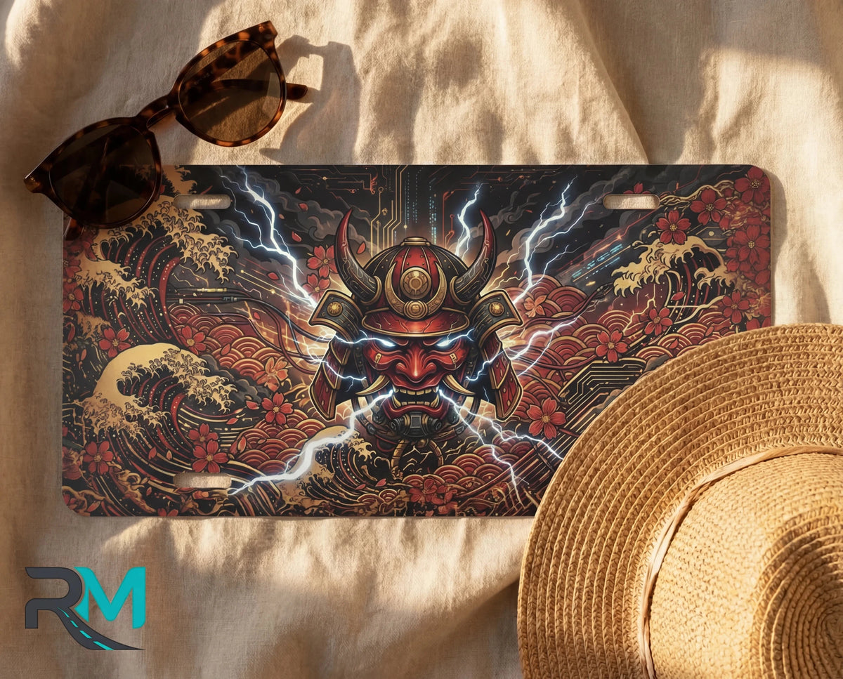 Samurai Mask Lightning Vanity Plate - Road Muse