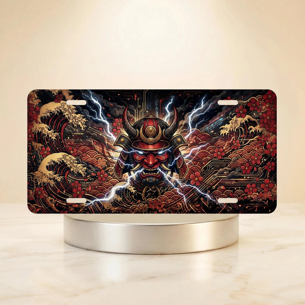 Samurai Mask Lightning Vanity Plate - Road Muse