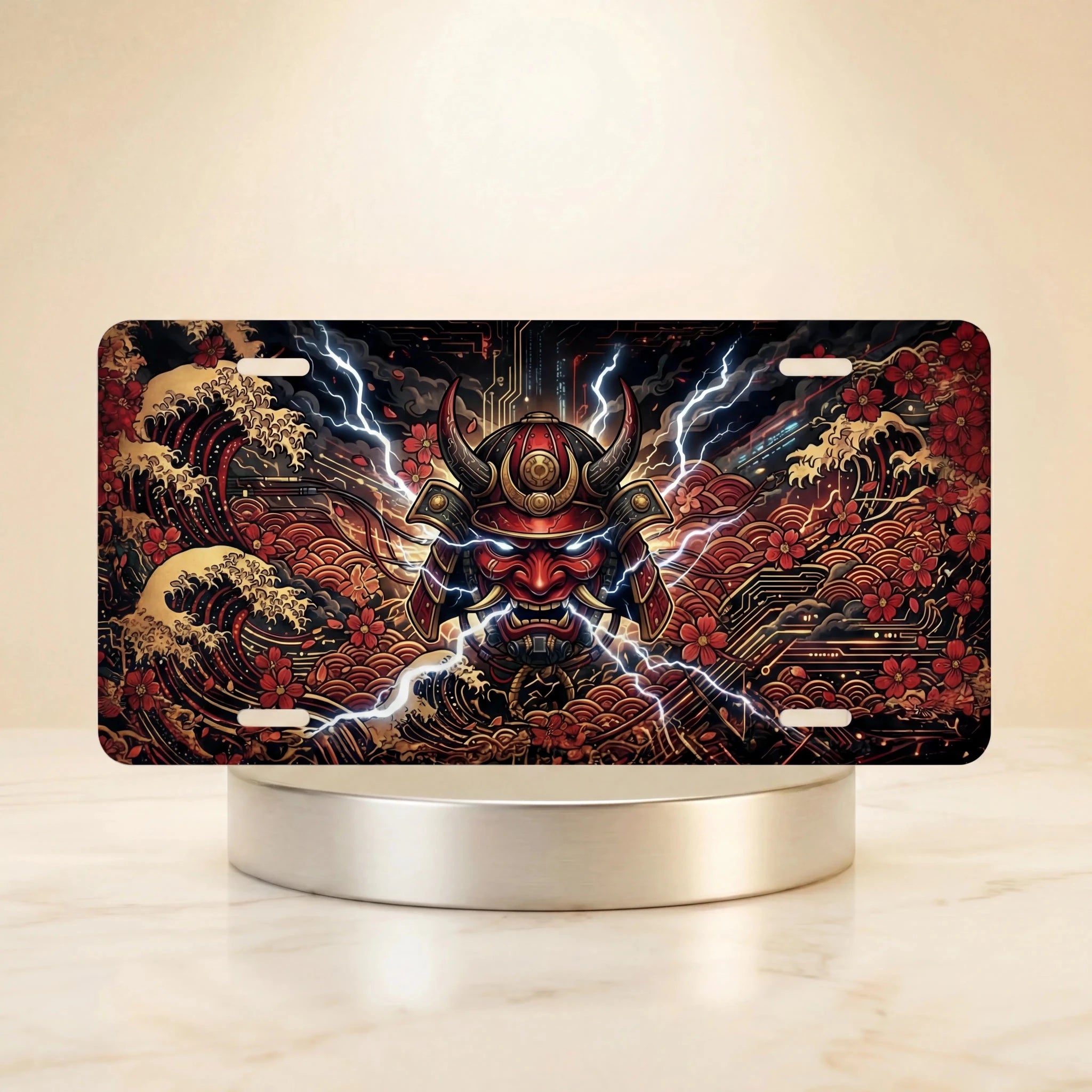 Samurai Mask Lightning Vanity Plate - Road Muse