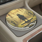 Samurai Silhouette Shrine Car Coasters Set - Road Muse