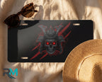 Samurai Skull Red Eyes Vanity Plate - Road Muse