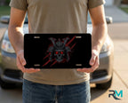 Samurai Skull Red Eyes Vanity Plate - Road Muse
