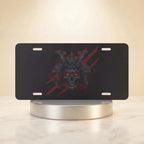 Samurai Skull Red Eyes Vanity Plate - Road Muse