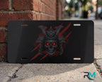 Samurai Skull Red Eyes Vanity Plate - Road Muse