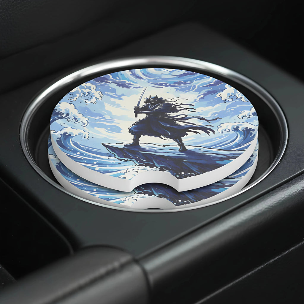 Samurai Wave Car Coasters Set - Road Muse