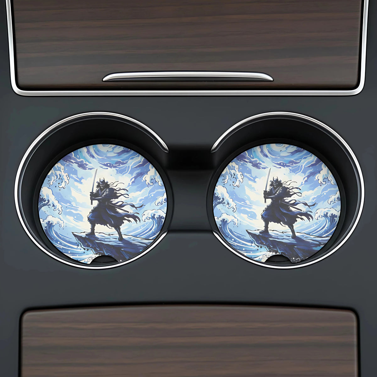 Samurai Wave Car Coasters Set - Road Muse