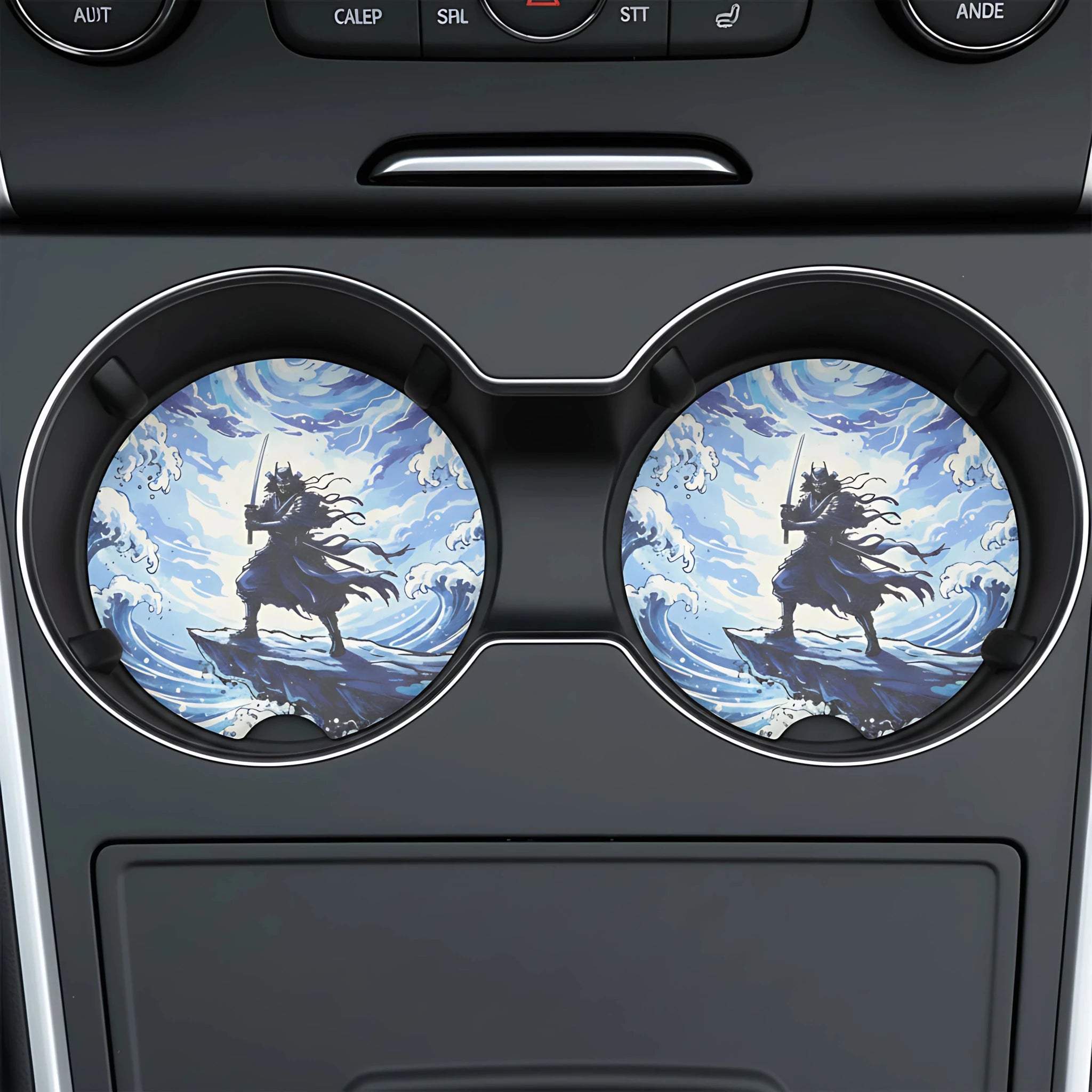 Samurai Wave Car Coasters Set - Road Muse