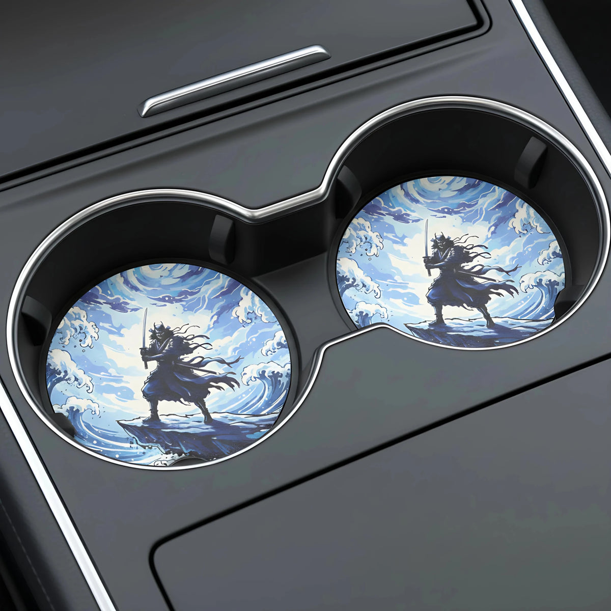 Samurai Wave Car Coasters Set - Road Muse