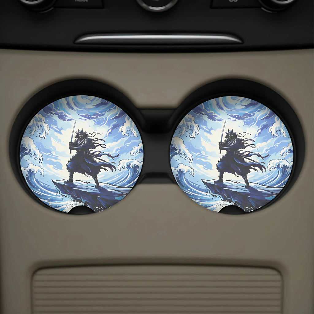 Samurai Wave Car Coasters Set - Road Muse