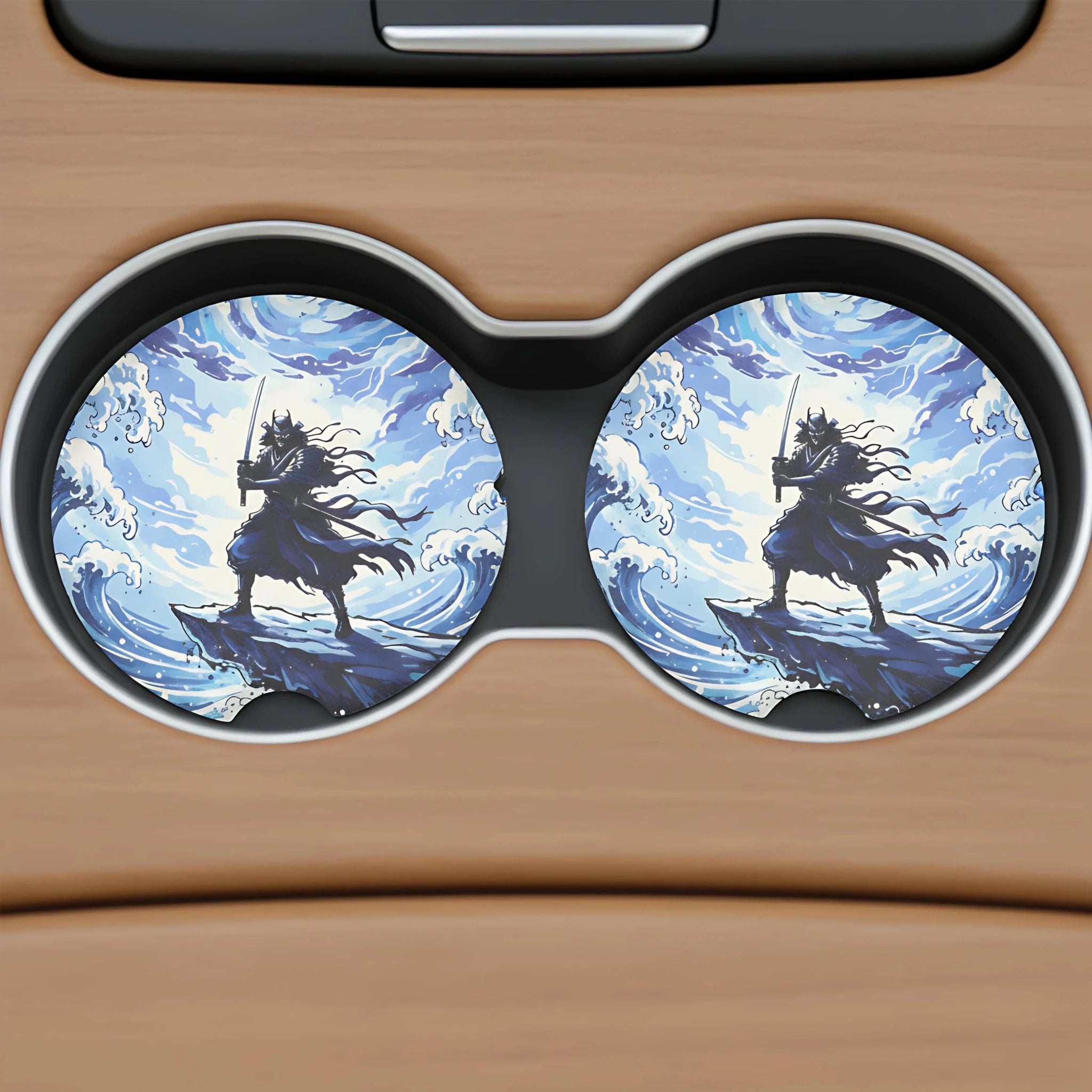 Samurai Wave Car Coasters Set - Road Muse