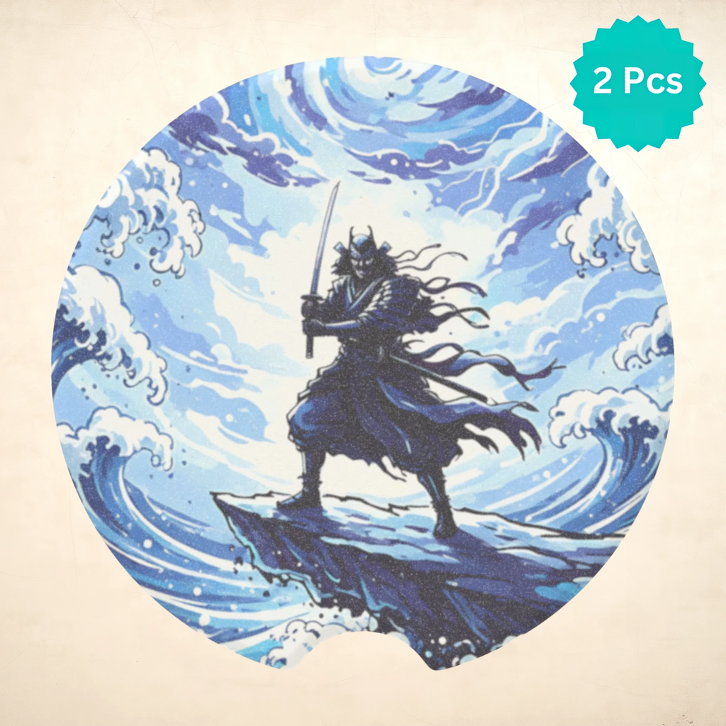 Samurai Wave Car Coasters Set - Road Muse