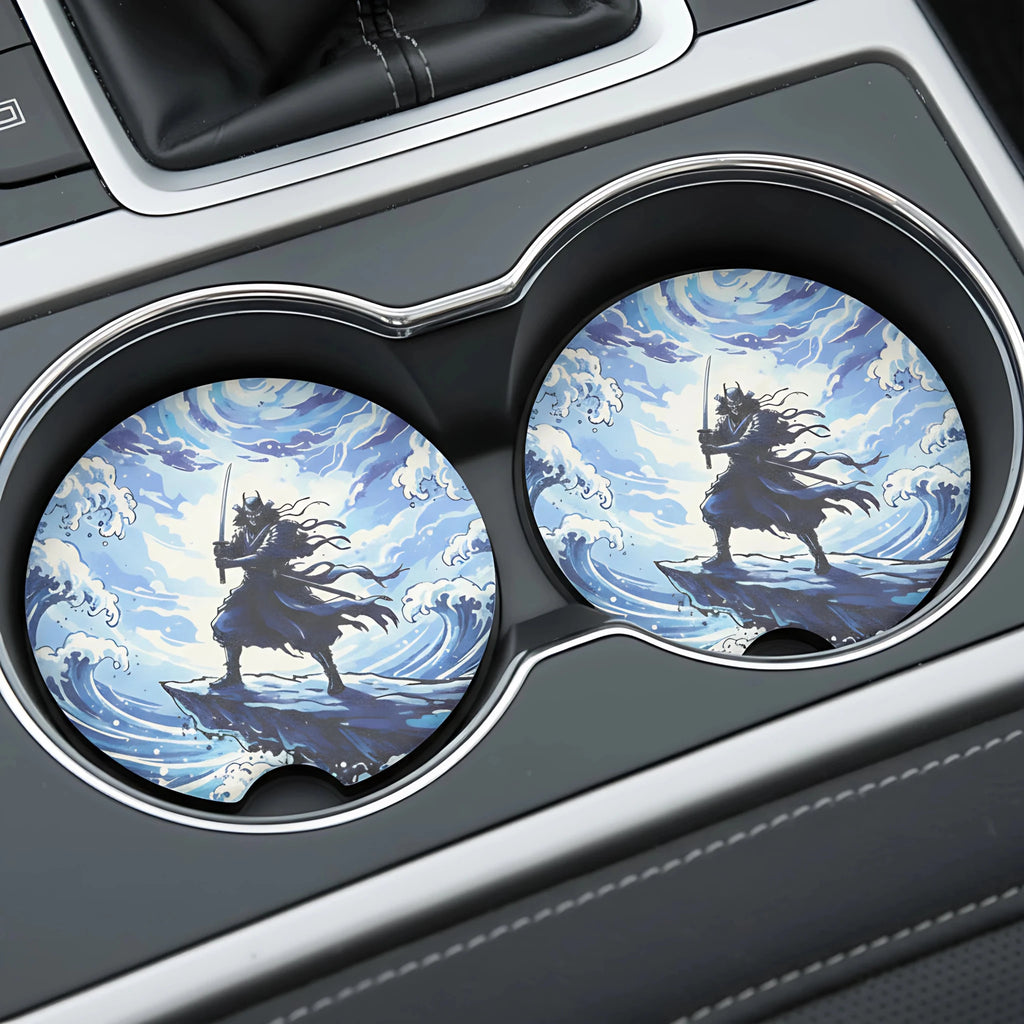 Samurai Wave Car Coasters Set - Road Muse