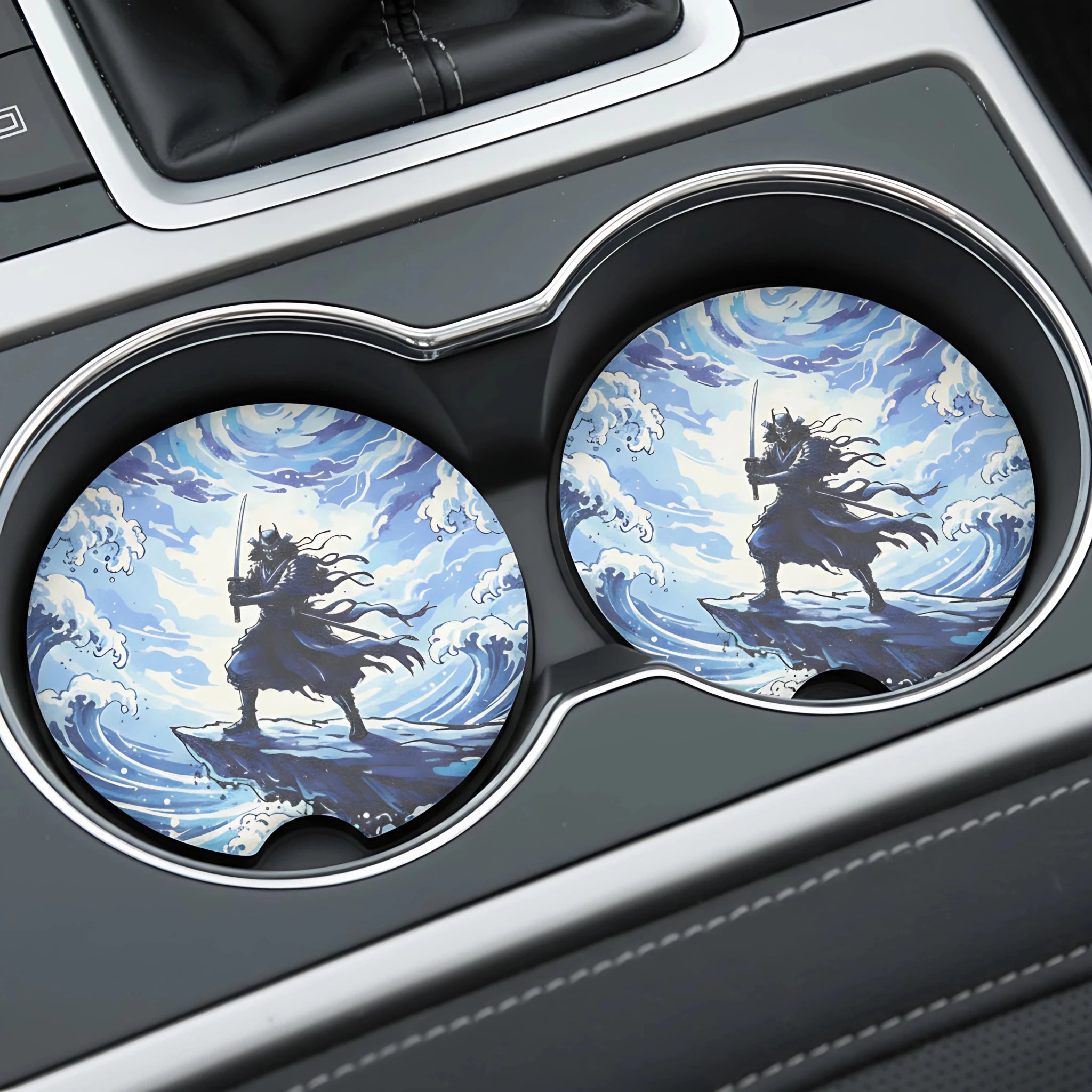 Samurai Wave Car Coasters Set - Road Muse