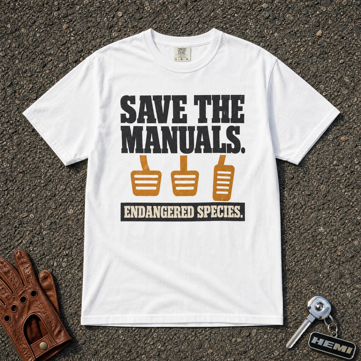 Save the Manuals Endangered Species Tee - Road Muse