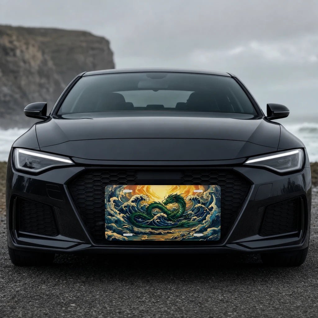 Sea Dragon Ocean Waves Vanity Plate - Road Muse