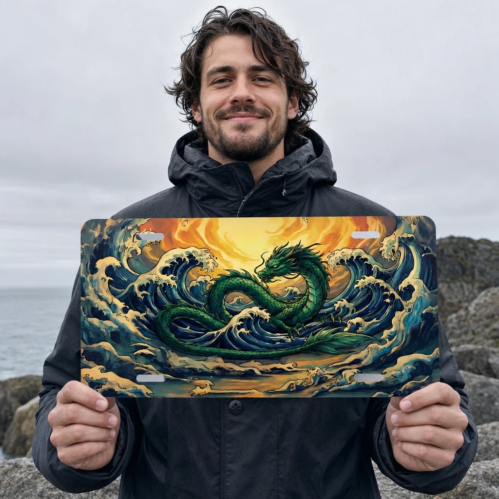 Sea Dragon Ocean Waves Vanity Plate - Road Muse