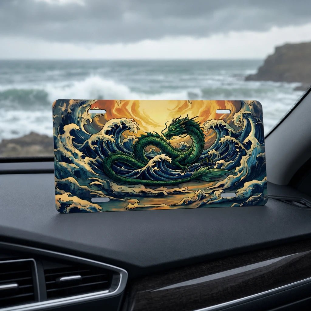Sea Dragon Ocean Waves Vanity Plate - Road Muse