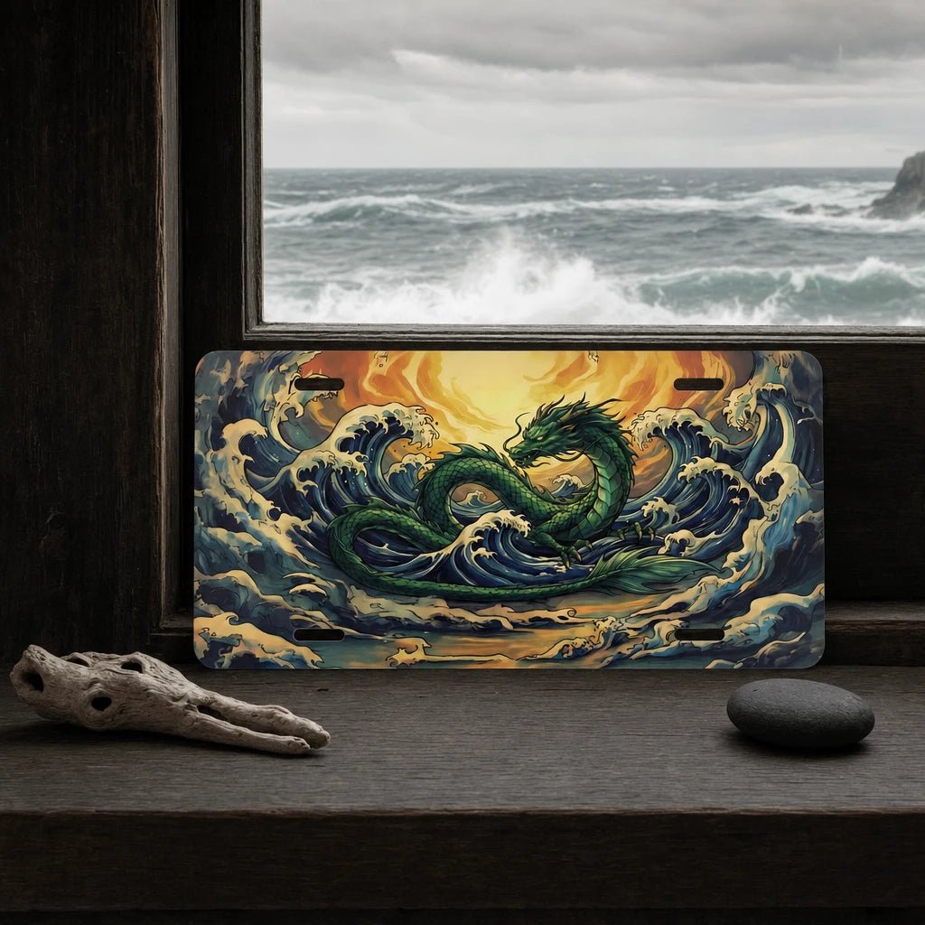 Sea Dragon Ocean Waves Vanity Plate - Road Muse