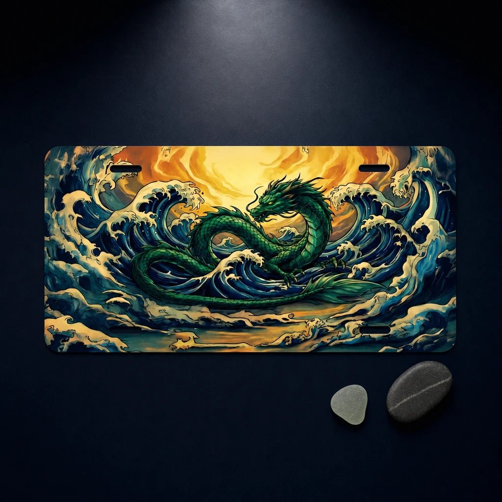 Sea Dragon Ocean Waves Vanity Plate - Road Muse
