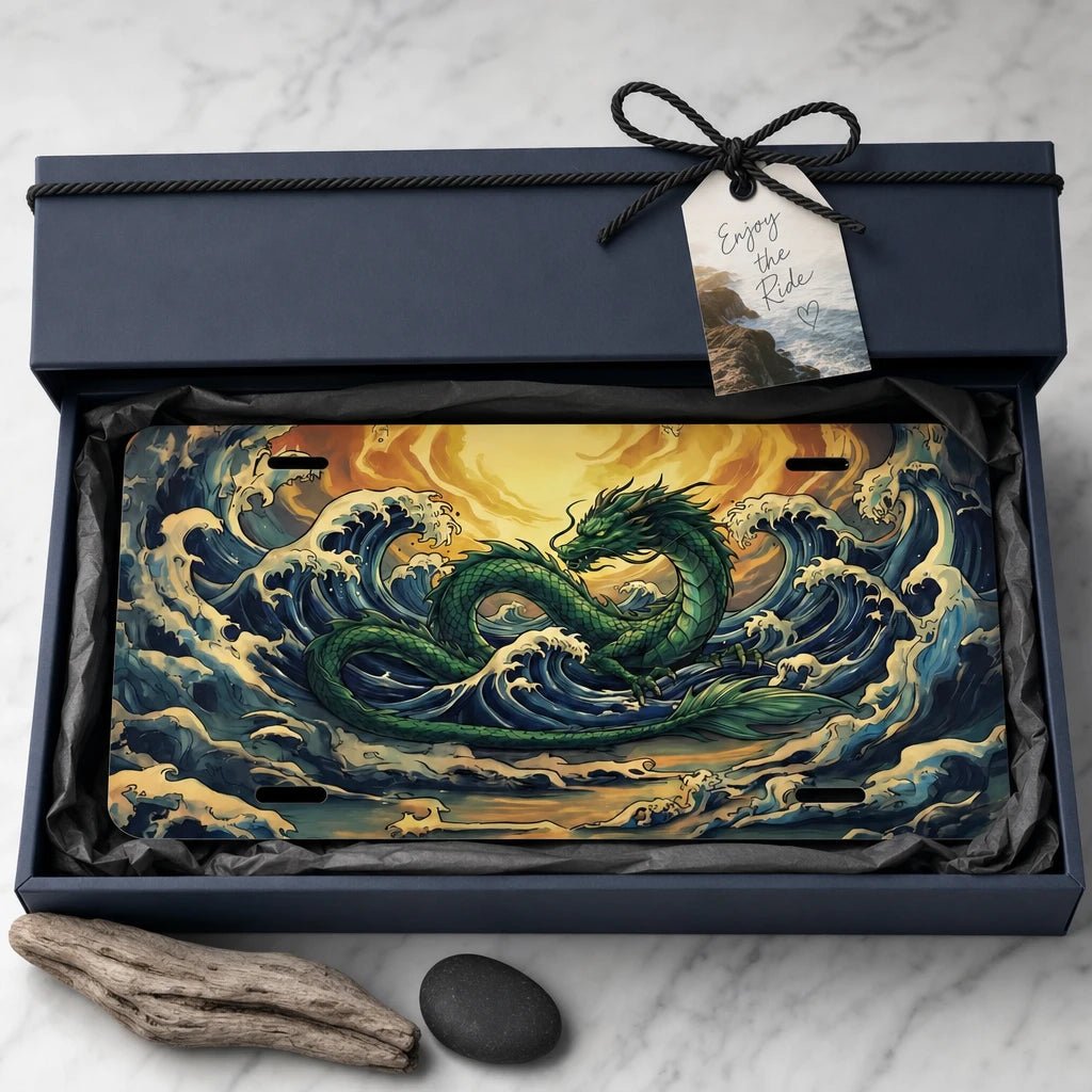 Sea Dragon Ocean Waves Vanity Plate - Road Muse