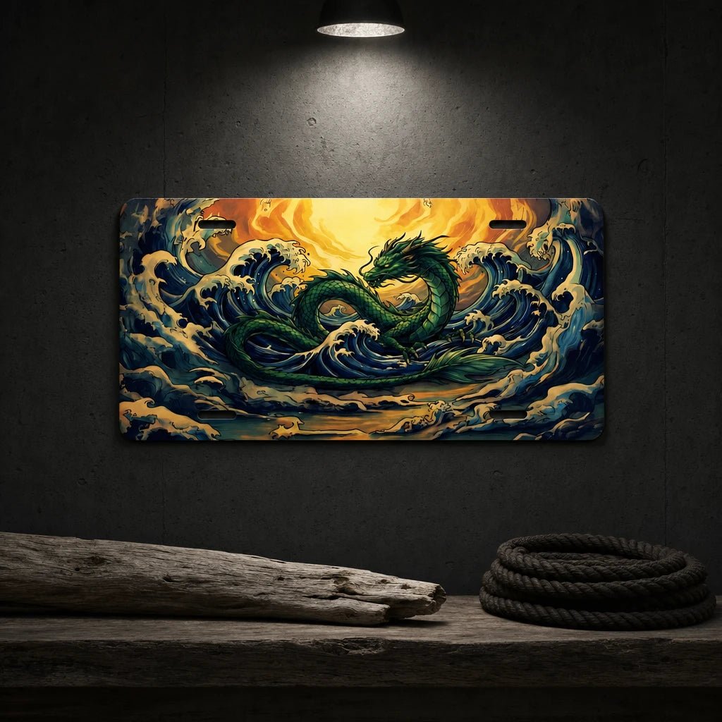 Sea Dragon Ocean Waves Vanity Plate - Road Muse