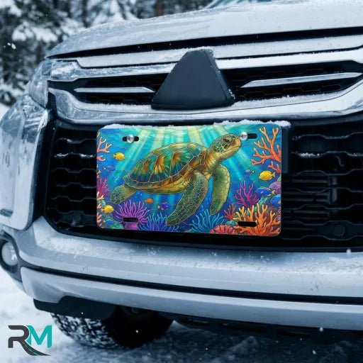 Sea Turtle Ocean Scene Vanity Plate - Road Muse