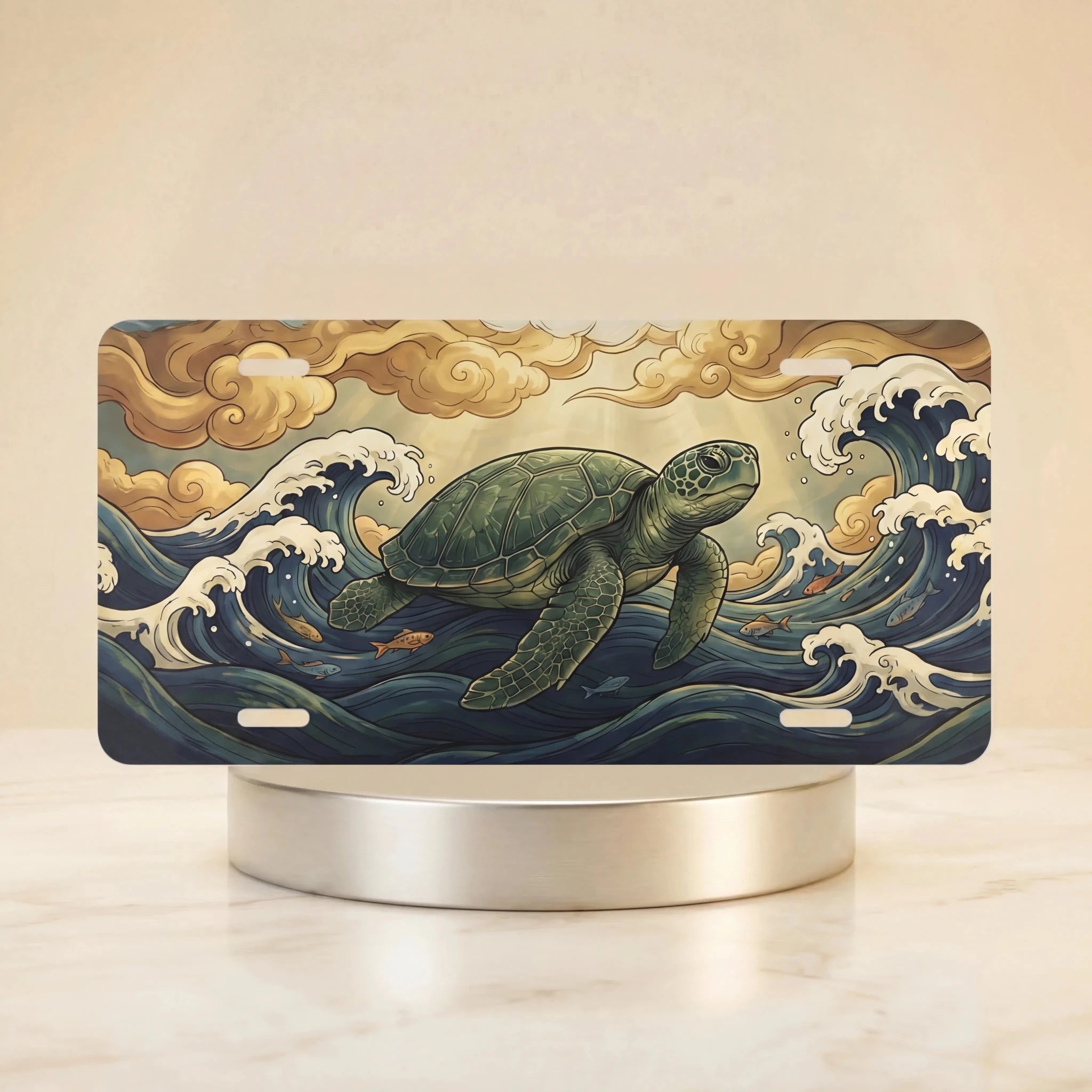 Sea Turtle Ocean Waves Vanity Plate - Road Muse