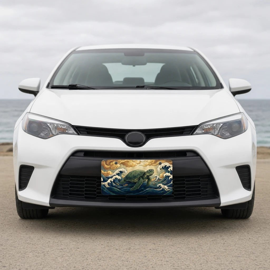 Sea Turtle Ocean Waves Vanity Plate - Road Muse