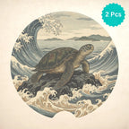 Sea Turtle Wave Car Coasters Set - Road Muse