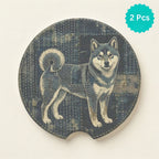 Shiba Inu Illustration Car Coasters Set - Road Muse