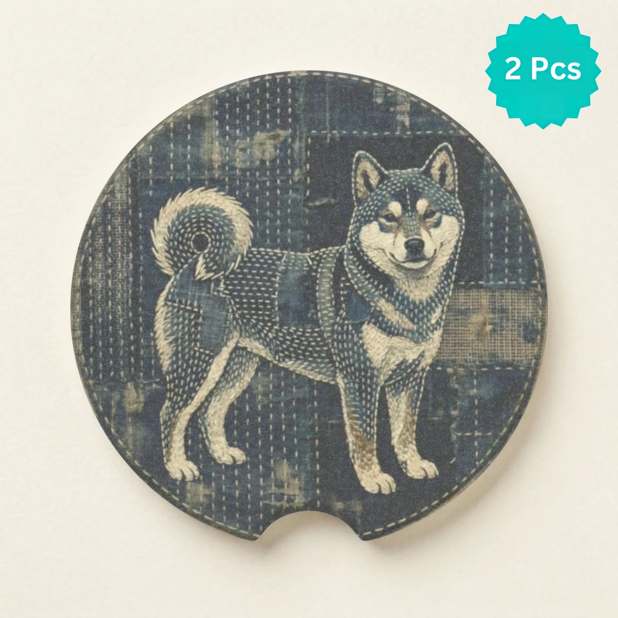 Shiba Inu Illustration Car Coasters Set - Road Muse
