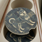 Shiba Inu Illustration Car Coasters Set - Road Muse