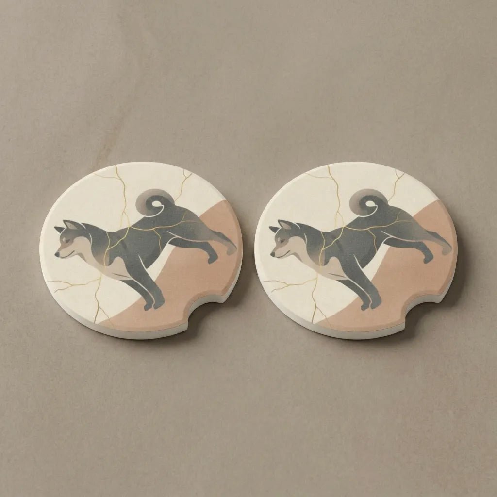 Shiba Inu Kintsugi Car Coasters Set - Road Muse