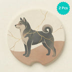 Shiba Inu Kintsugi Car Coasters Set - Road Muse